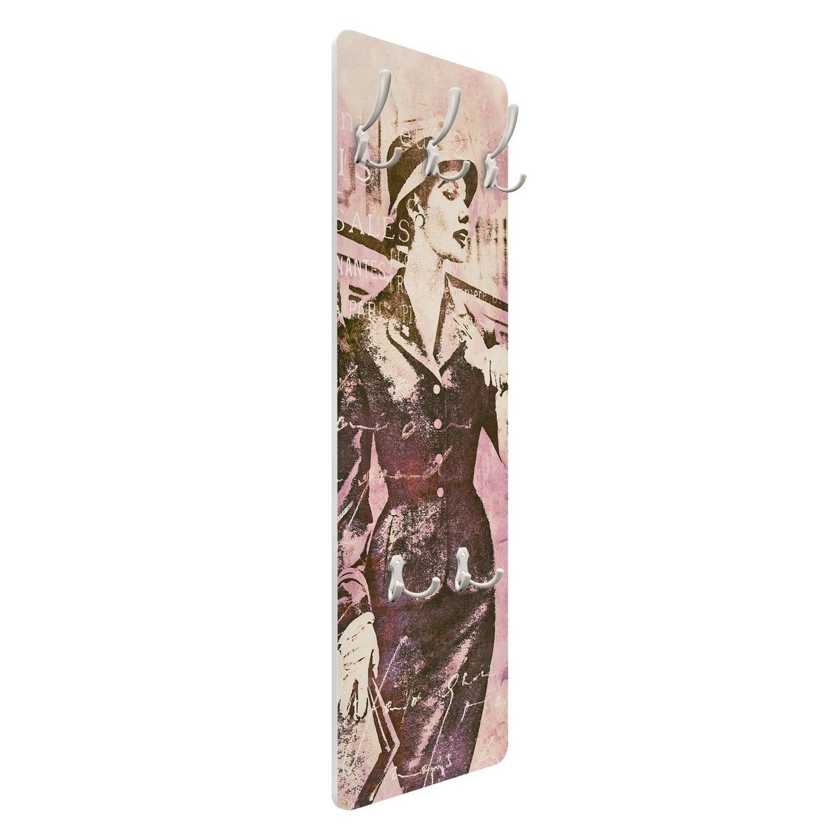 WANDGARDEROBE - Vintage Collage Pariserin 34/105 cm - Rosa, Holzwerkstoff (34/105/1.6cm) - Bilderwelten