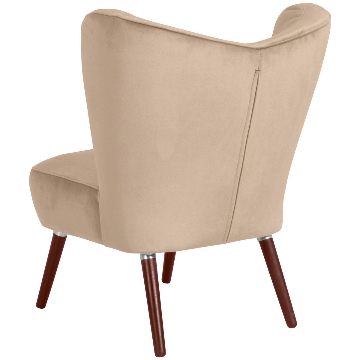 SESSEL Kathy Bezug Samtvelours Buche nussbaum dunkel / sand - Gelb, Kunststoff (70/86/69cm) - 58aufmkessel