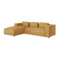 ECKSOFA Nova Honig Cord - Schwarz/Honig, Holz/Kunststoff (262/176cm) - S-Style Möbel