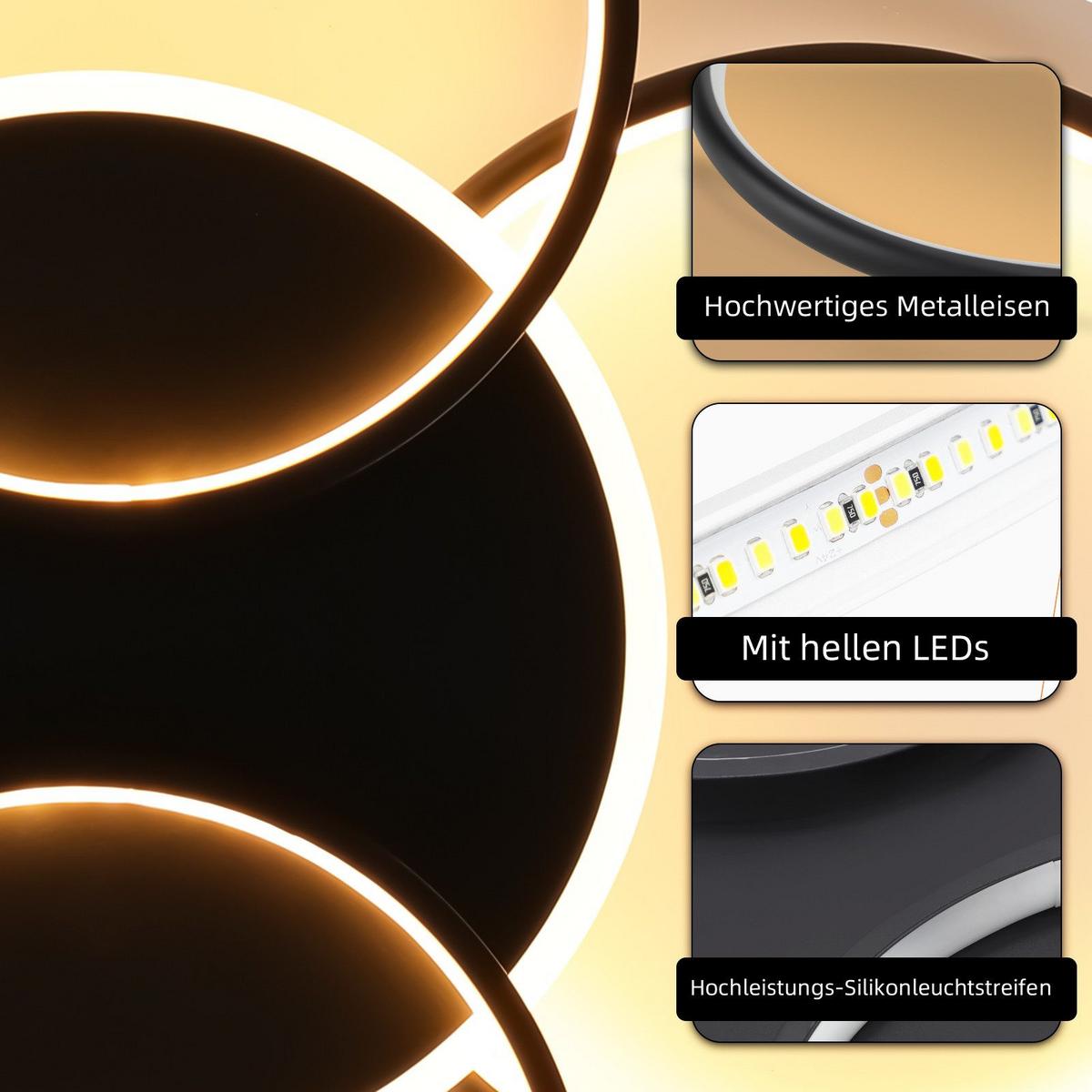 LED-DECKENLEUCHTE Lemoine 55.5/67/6cm - Schwarz, Metall (67/55.5/6cm) - Nettlife