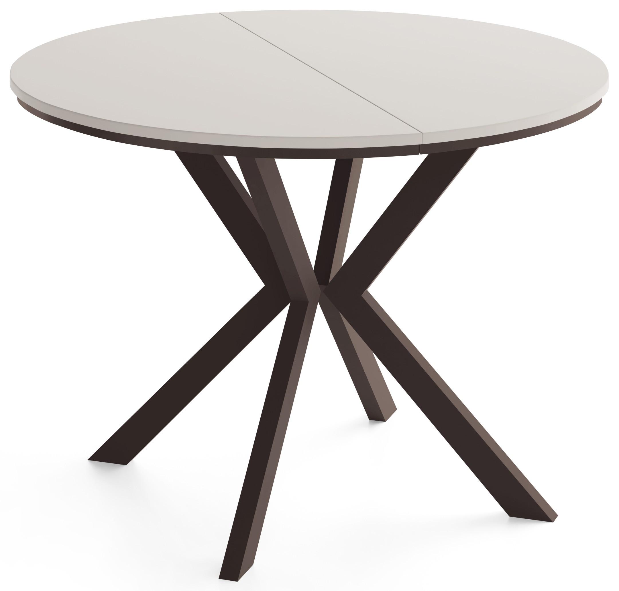 ESSTISCH Valio rund oval ausziehbar verlängerbar mit braunen Metallbeinen, Kaschmir 90-130/90/76 cm - Kaschmir/Beige, Holzwerkstoff/Metall (90/130/76cm) - WFL GROUP