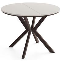 ESSTISCH Valio rund oval ausziehbar verlängerbar mit braunen Metallbeinen, Kaschmir 100-140/100/76 cm - Kaschmir/Beige, Holzwerkstoff/Metall (100/140/76cm) - WFL GROUP