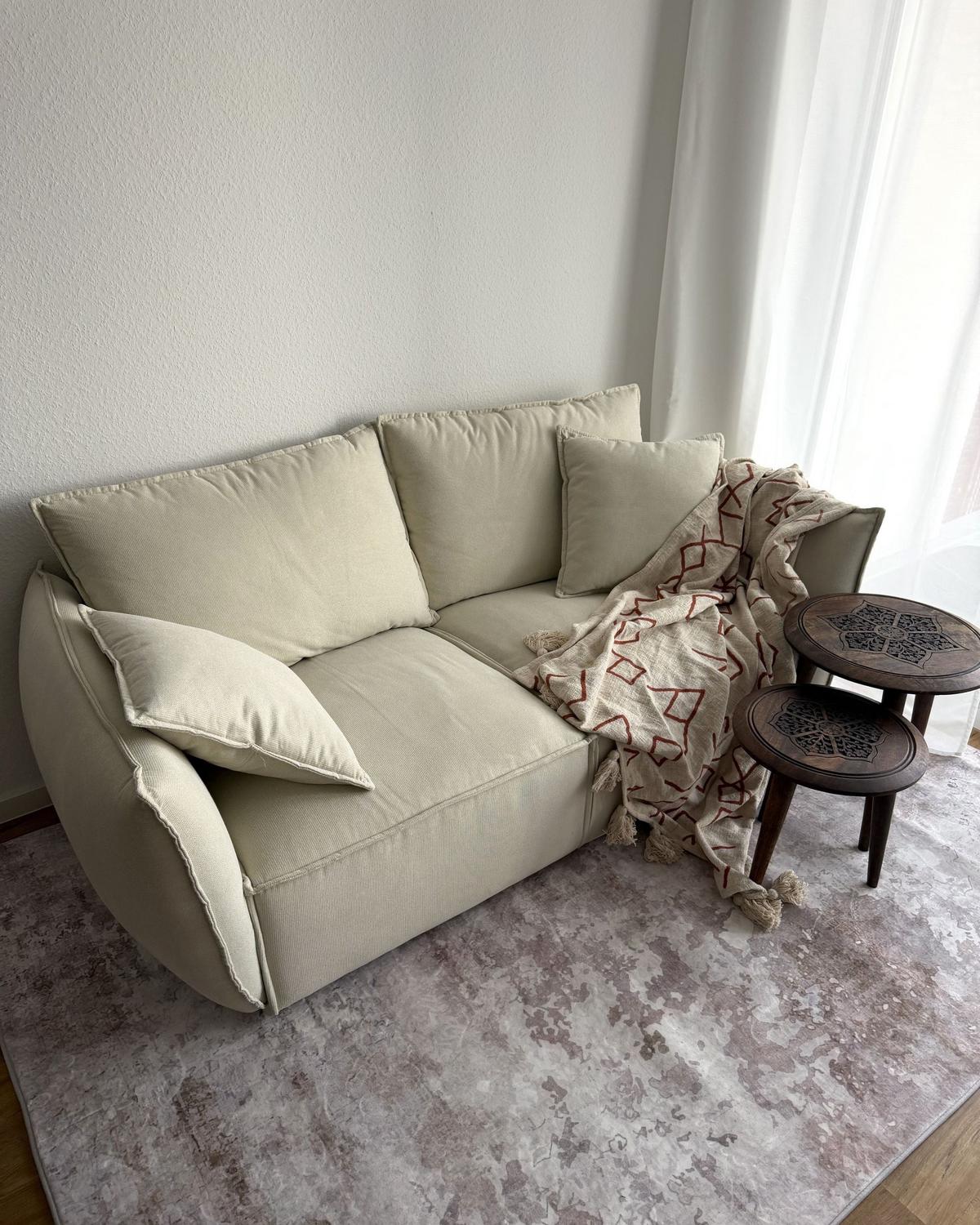 3-SITZER-SOFA Stoff Hellbeige Kunes - Beige, Textil (190/82/92cm) - Beliani