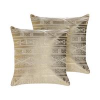 DEKOKISSEN 2er-Set Gold 50/50 cm Oujda - Goldfarben, Naturmaterialien/Textil (50/50cm) - Beliani