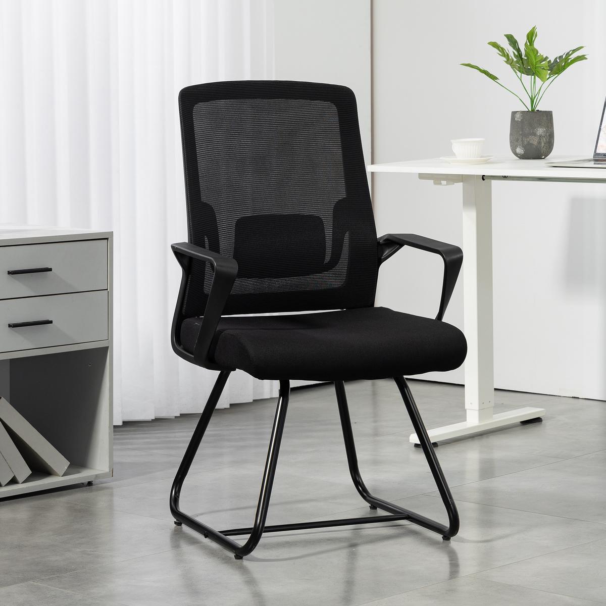 BESUCHERSTUHL Netzstoff Schwarz - Schwarz, Kunststoff/Textil (56/97/57cm) - HOMCOM