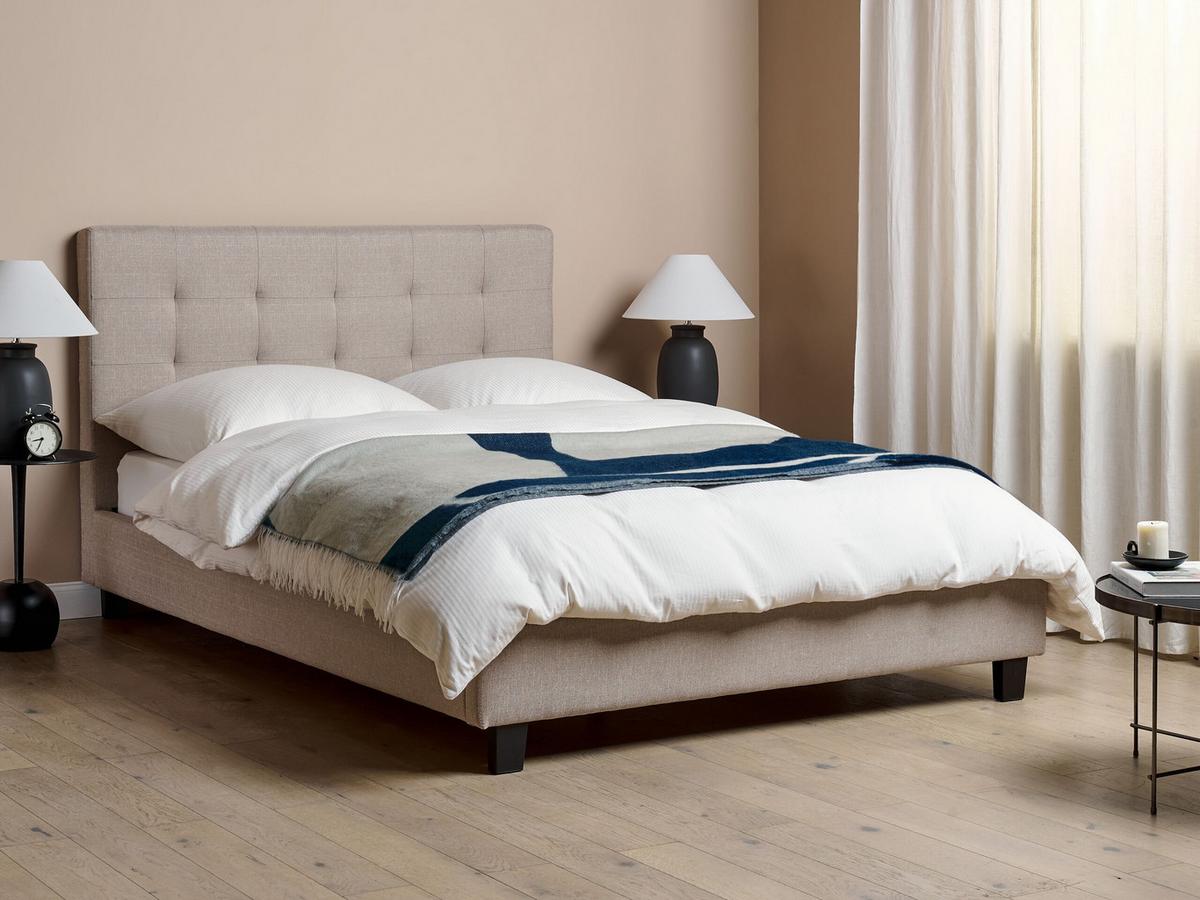 BETT mit Lattenrost 140x200 cm Grau La Rochelle - Hellgrau, Textil (140/200cm) - Beliani