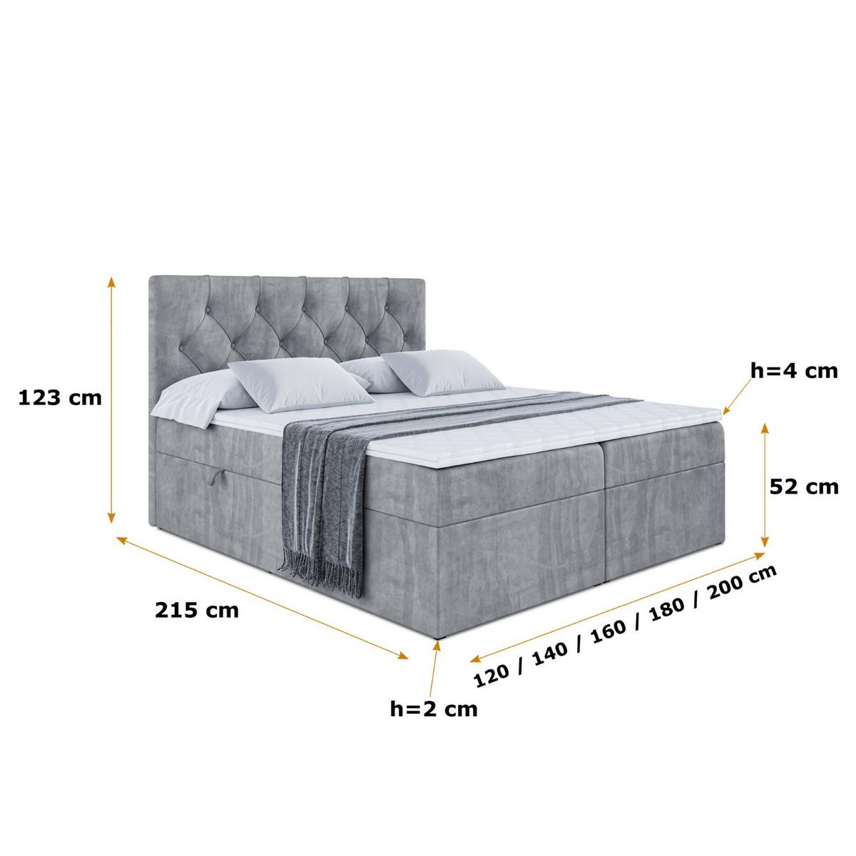 BOXBETT mit Matratze H3 und Lattenrost - MIRAGE - 140x200 Grau - Grau, Holzwerkstoff (140/200cm) - ALTDECOR