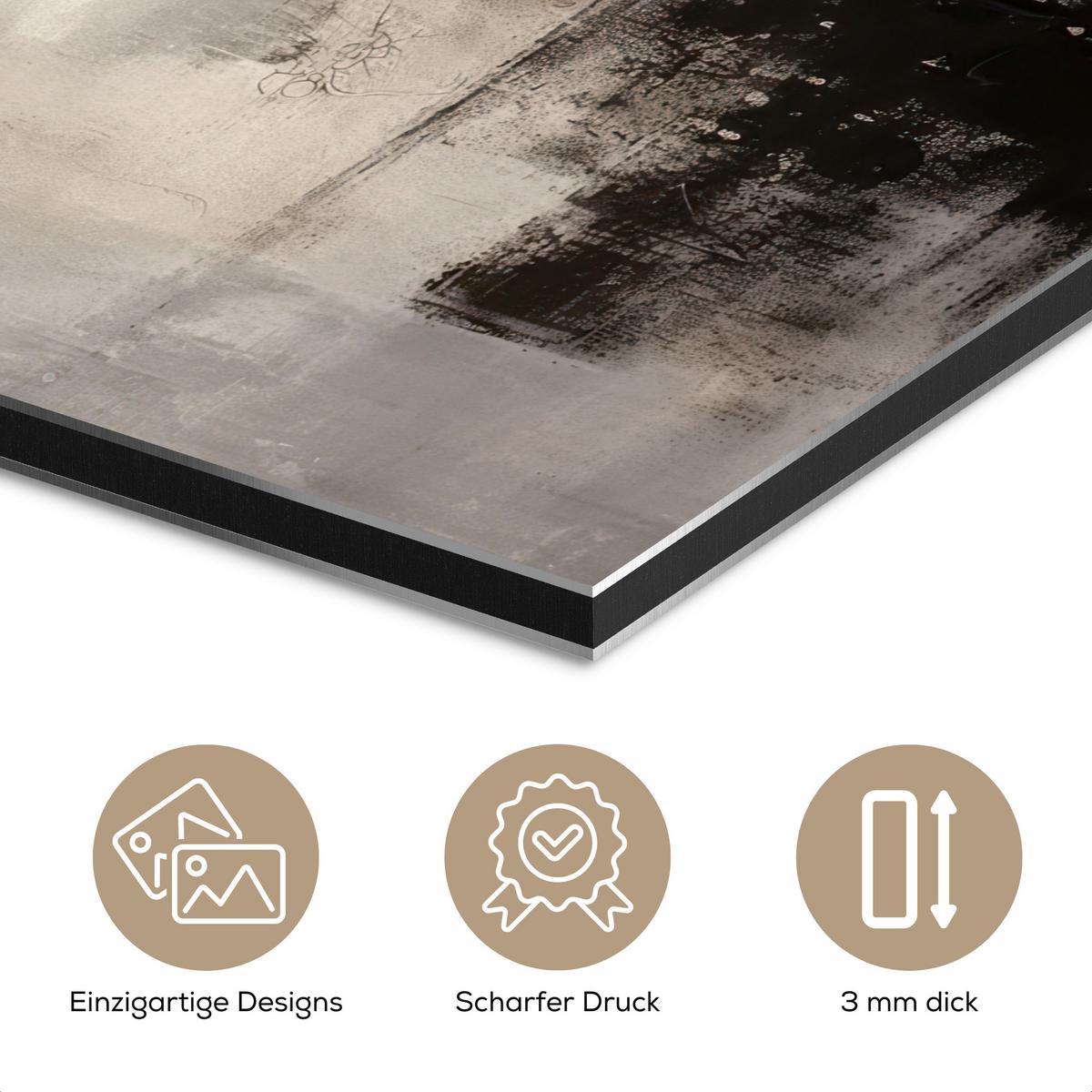 METALLBILD Abstrakt - Kunst - Grau 50x50 cm - Hellgrau, Metall (50/50cm) - MuchoWow