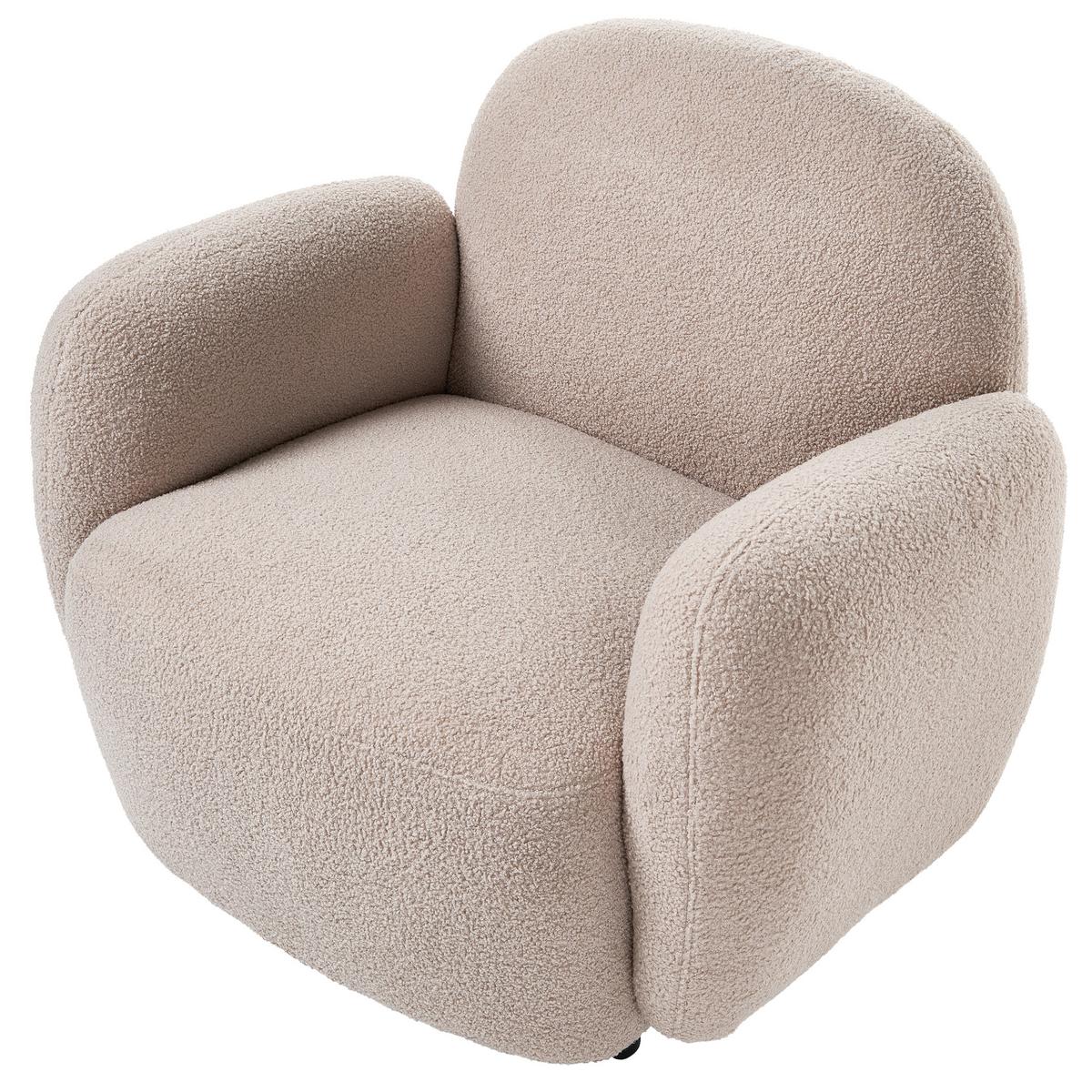 SESSEL Bouclé Beige Jule - Beige/Schwarz, Kunststoff/Textil (89/77/82cm) - Beliani