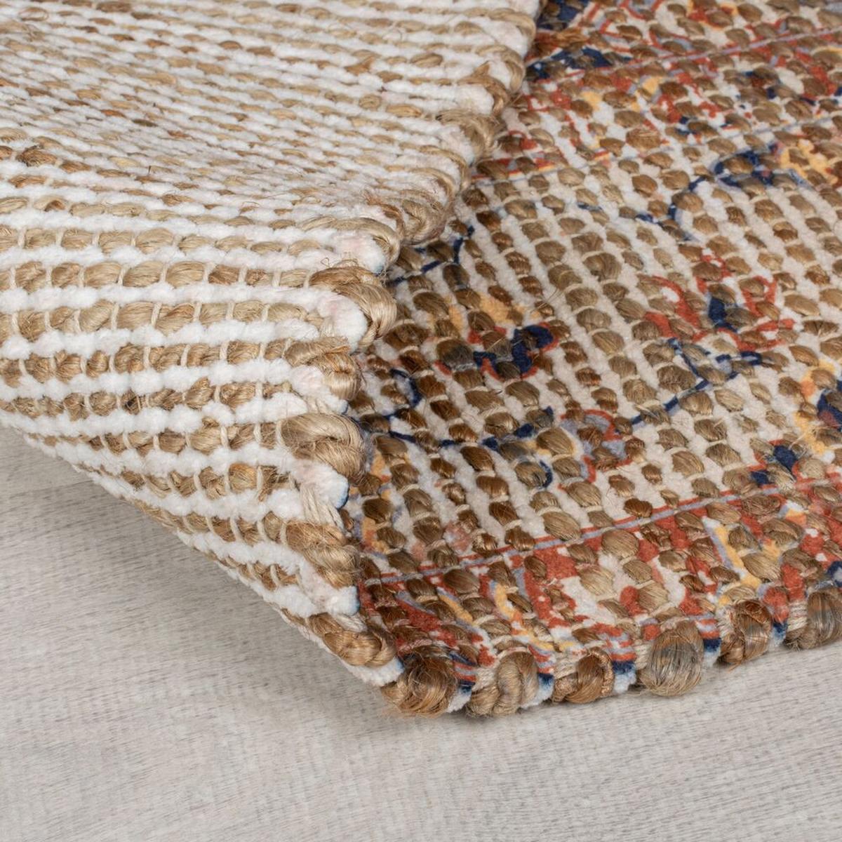 JUTETEPPICH handgewebt WENSLEY, im Vintage-Stil, Rot-Blau, 200 x 290 cm - Rot, Textil (290/200cm) - KADIMA DESIGN