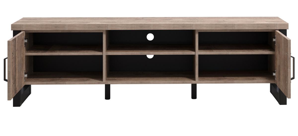 TV-LOWBOARD Eiche Tabak, schwarz 166 x 50 cm, TV-Unterteil mit 6 Fächern - Eichefarben/Schwarz, Holzwerkstoff/Kunststoff (166/50/45cm) - Top.Furn
