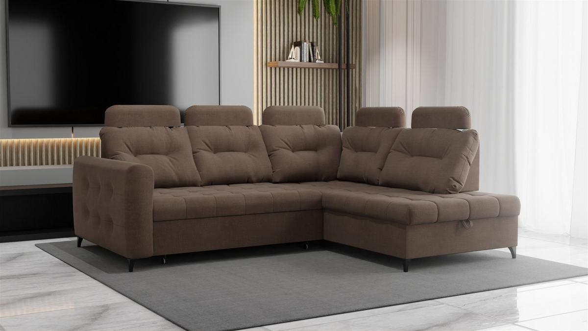 ECKSOFA Wendie - Braun, Holzwerkstoff/Textil (250/200cm) - Fun Möbel