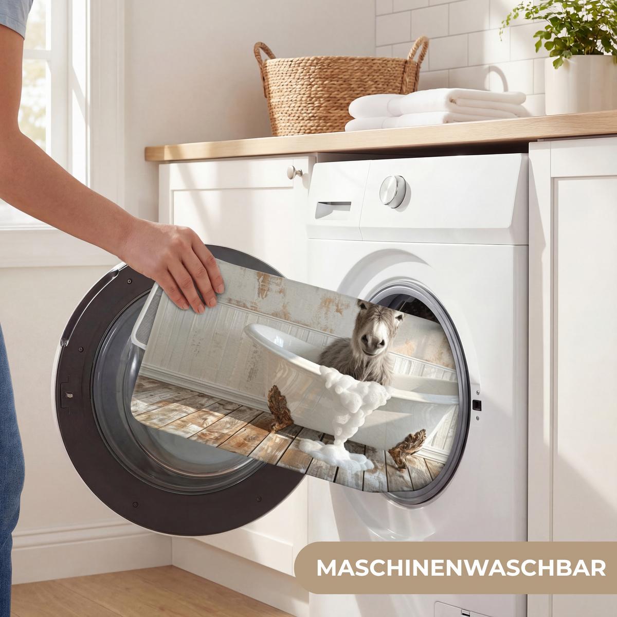 BADEMATTE Esel - Tiere - Badewanne - Schaumstoff 60x40 cm - Creme, Textil (60/40cm) - OnlyWow