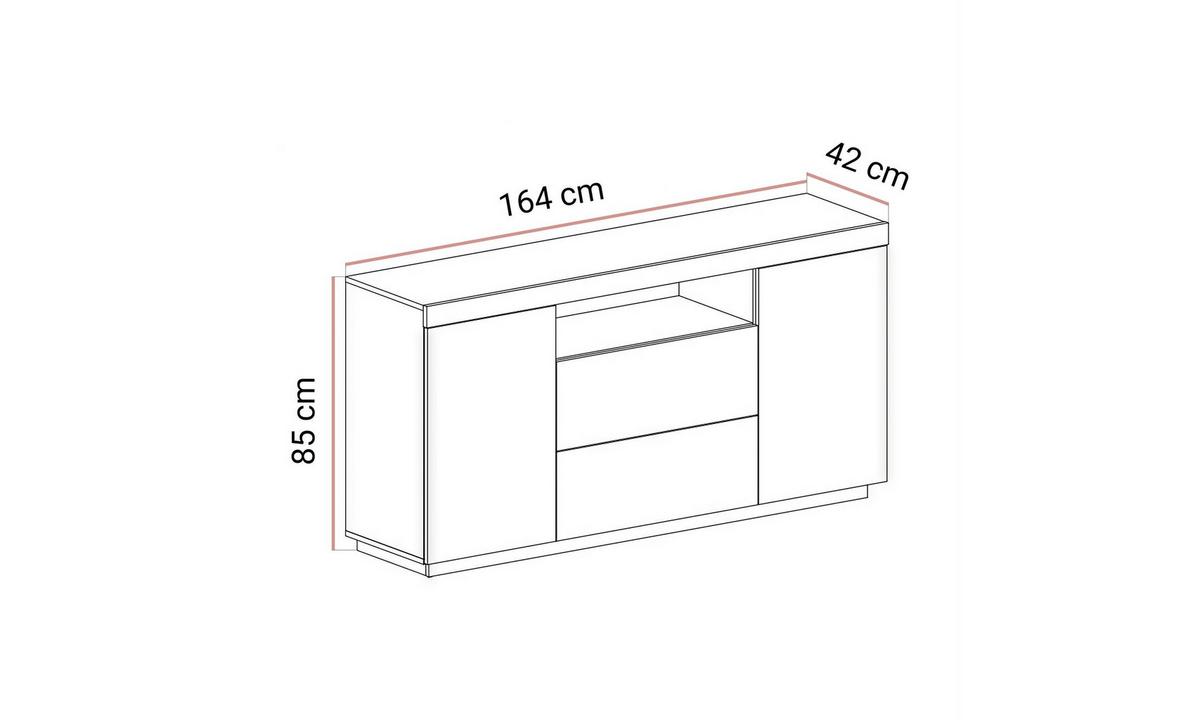 KOMMODE YOSHI 164/42/85 cm Wotan Eiche / Weiß - Naturfarben, Holzwerkstoff (164/85/42cm) - Lookway