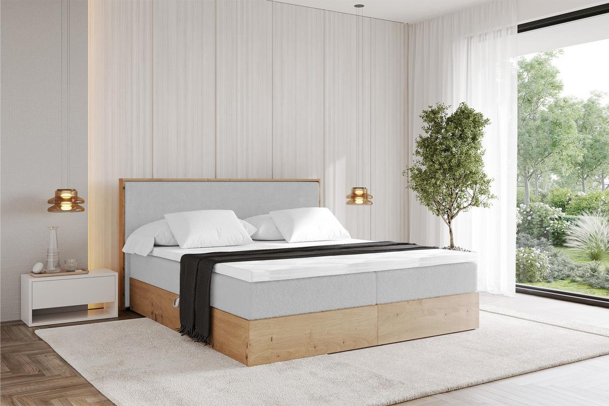 BOXBETT LOLLI9 - 140x200 - H4 Hellgrau - Hellgrau, Holzwerkstoff (140/200cm) - ALTDECOR
