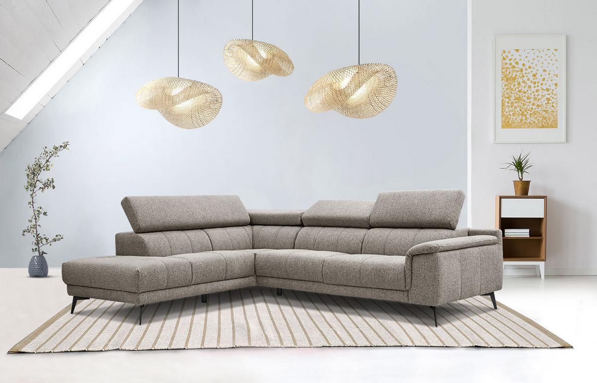 ECKSOFA FIERO 5-Sitzer, taupe - Taupe/Schwarz, Holzwerkstoff/Textil (158/269cm) - Wozimo