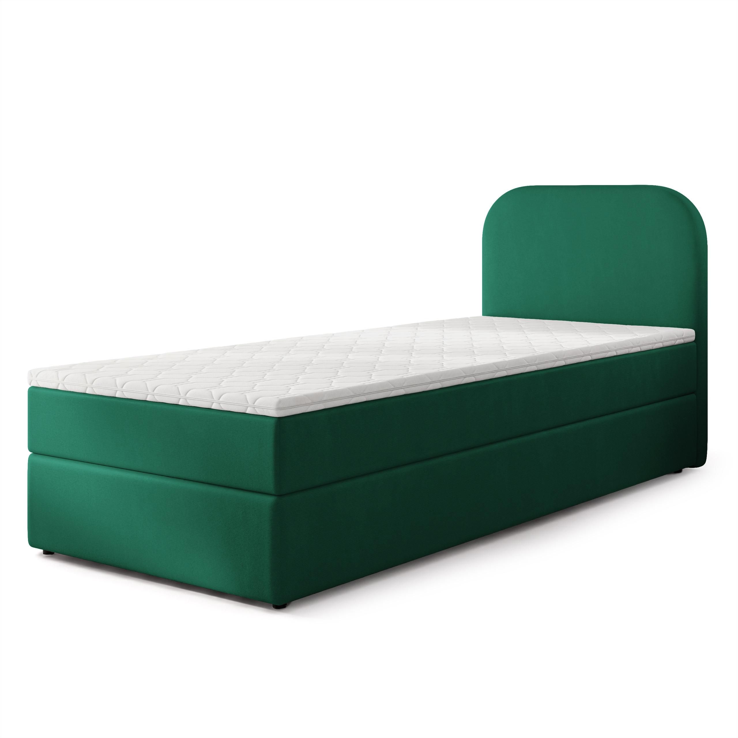 BOXBETT CERIA 90x200 cm mit Matratze und Topper - Grün - Grün, Holz/Textil (90/200cm) - MASSENO