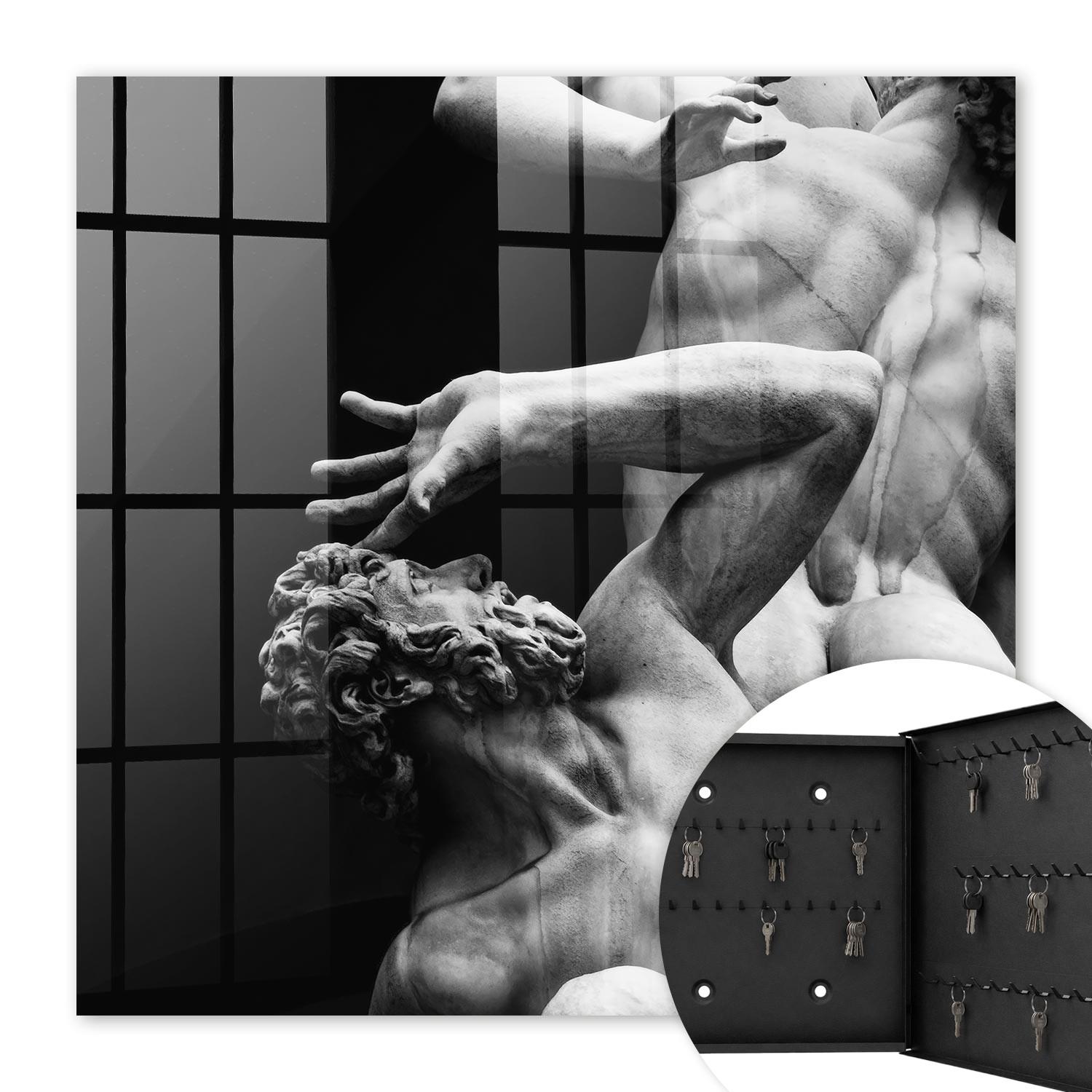 SCHLÜSSELBOX Schwarz 30x30 cm- Türöffnung nach rechts - Stein Emotionen - Schwarz, Metall (30/30/5cm) - TULUP