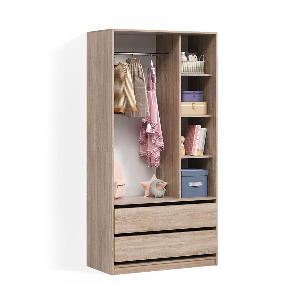 KINDERKLEIDERSCHRANK Trento Sonoma 100 x 200 cm mit 2 Schubladen - Sonoma Eiche, Holzwerkstoff (100/200/50cm) - Livinity®