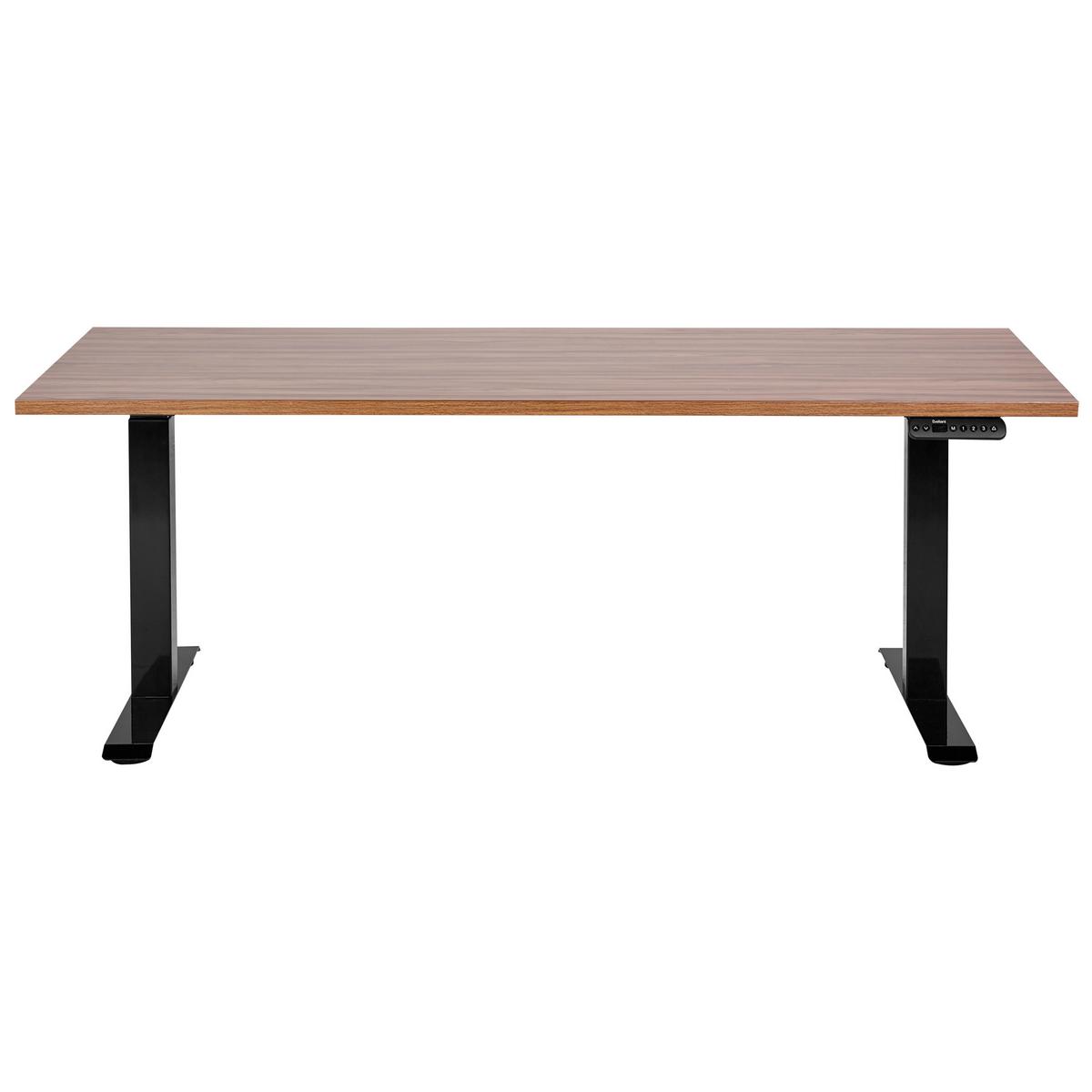SCHREIBTISCH braunschwarz 160/72 cm elektrisch höhenverstellbar Destin III - Dunkelbraun/Schwarz, Holz (72/160/63cm) - Beliani