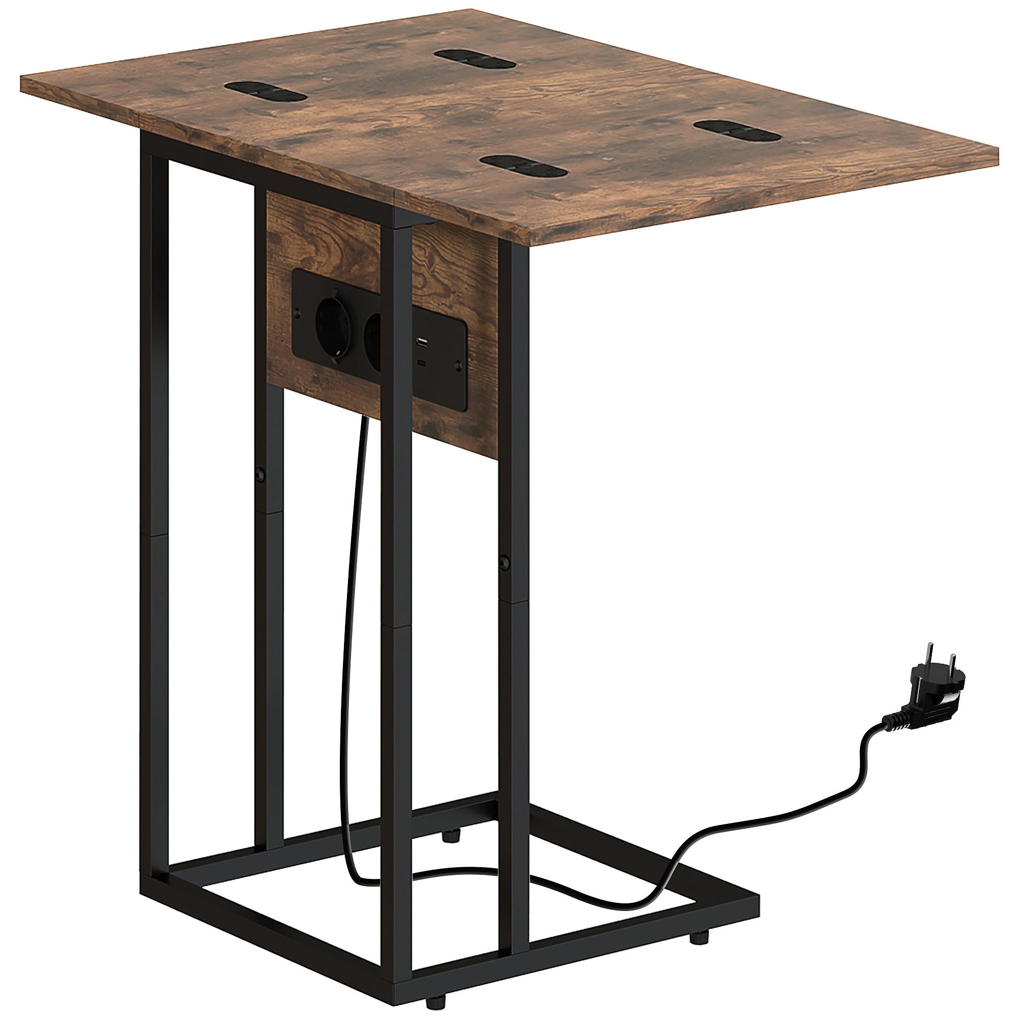 BEISTELLTISCH MDF Metall Rustikal-Braun - Schwarz/Braun, Holzwerkstoff/Metall (39/29/57cm) - HOMCOM