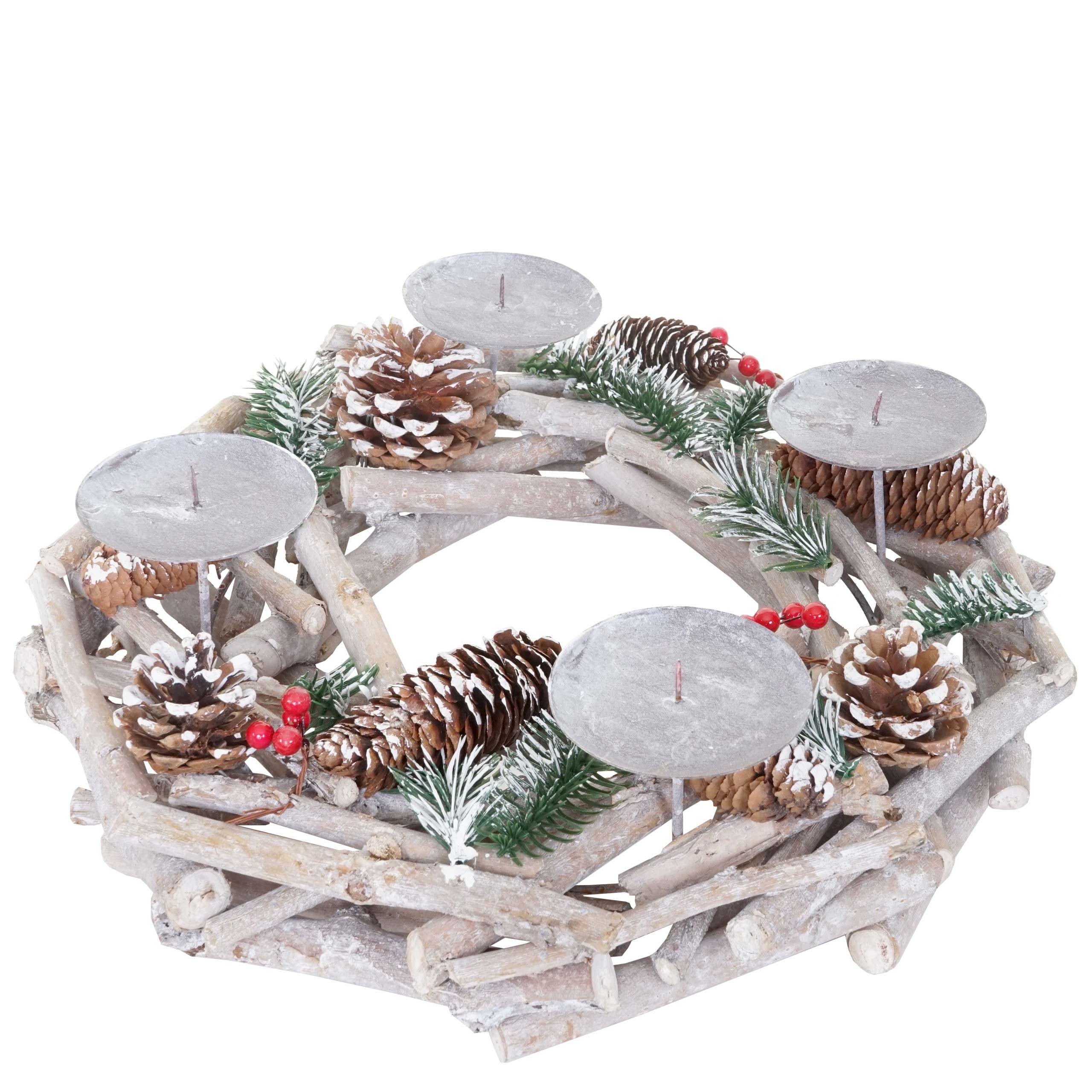 ADVENTSKRANZ RUND HOLZ OHNE KERZEN Weiß - Weiß, Holz (35/11cm) - MCW