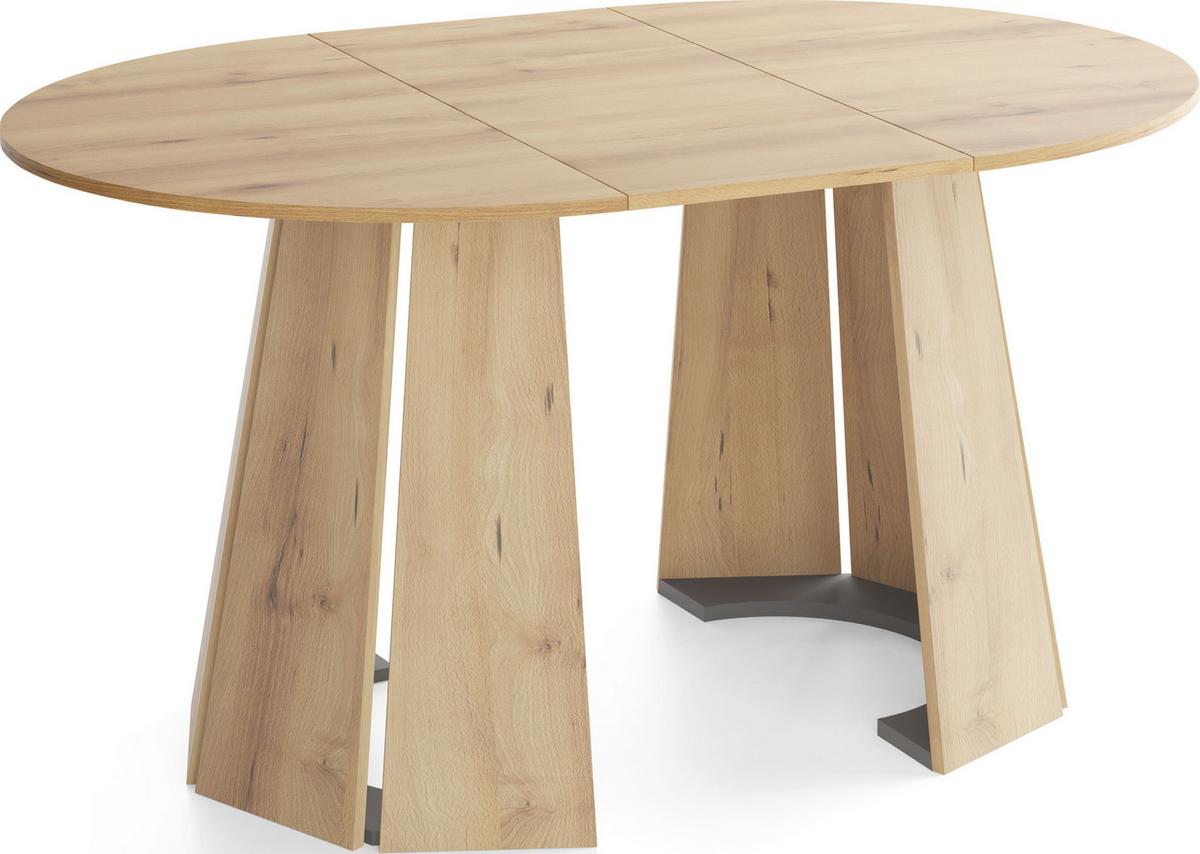 ESSTISCH Lunda rund ausziehbar verlängerbar, Buche Hellbraun 100-140/100/76 cm - Beige/Buchefarben, Holzwerkstoff (100/140/76cm) - WFL GROUP