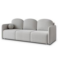 BETTSOFA SUVI III Q Hellgrau Bucle-Stoff mit Schlaffunktion - Hellgrau, Textil (220/85/90cm) - MASSENO