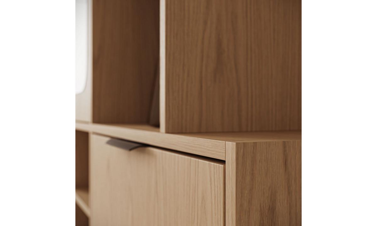GARDEROBE NOLA 100/33,1/188,5 cm Eiche Bookmatch mit Spiegel und Schuhschrank - Eichefarben, Holzwerkstoff/Metall (100/188.5/33.1cm) - Lookway