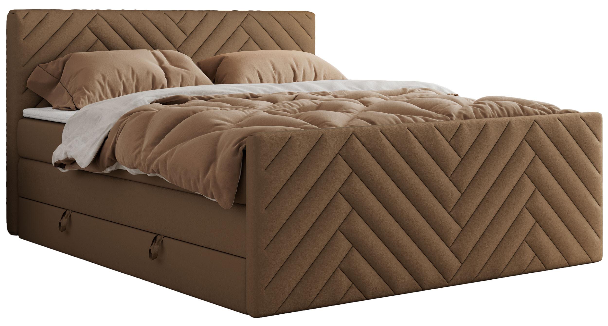 BOXSPRINGBETT PARIS KING DUO - 120/200 - Braun Kunstleder - H4 - Braun, Holz/Textil (120/200cm) - MKS