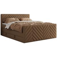 BOXSPRINGBETT PARIS KING DUO - 120/200 - Braun Kunstleder - H3 - Braun, Holz/Textil (120/200cm) - MKS