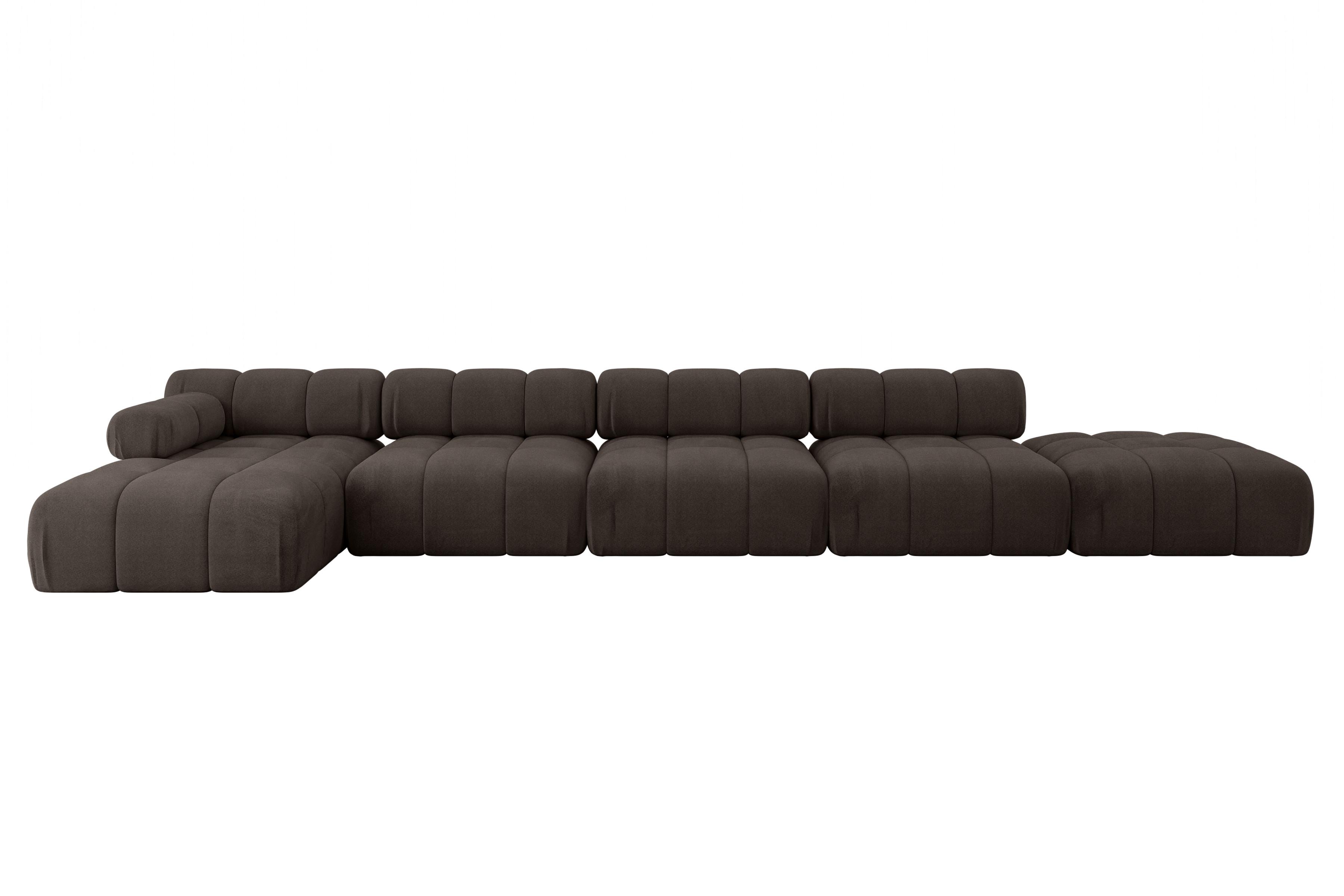 ECKSOFA modulares Sofa Lizur-L3 - 475x160x70 cm Braun Velours - Braun, Holzwerkstoff/Textil (475/160cm) - ALTDECOR