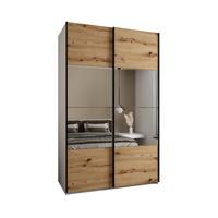 SCHWEBETÜRENSCHRANK 245,5/160/64 2-türig - Schwarz/Eiche Artisan, Holz/Metall (160/245/64cm) - Abiks Möbel