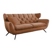 SOFA CHARME Braun Cord - Schwarz/Braun, Textil/Metall (175/94/95cm) - KAWOLA