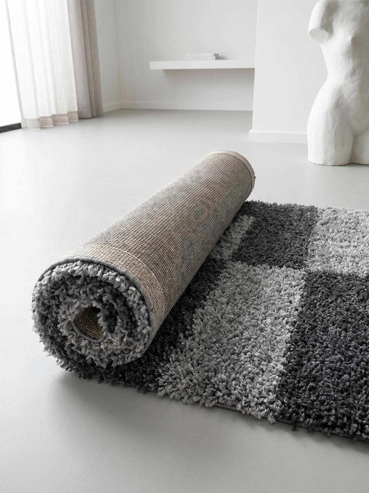 HOCHFLORTEPPICH WERFEN, kariert, Grau, 80 x 250 cm - Grau, Textil (80/250cm) - KADIMA DESIGN