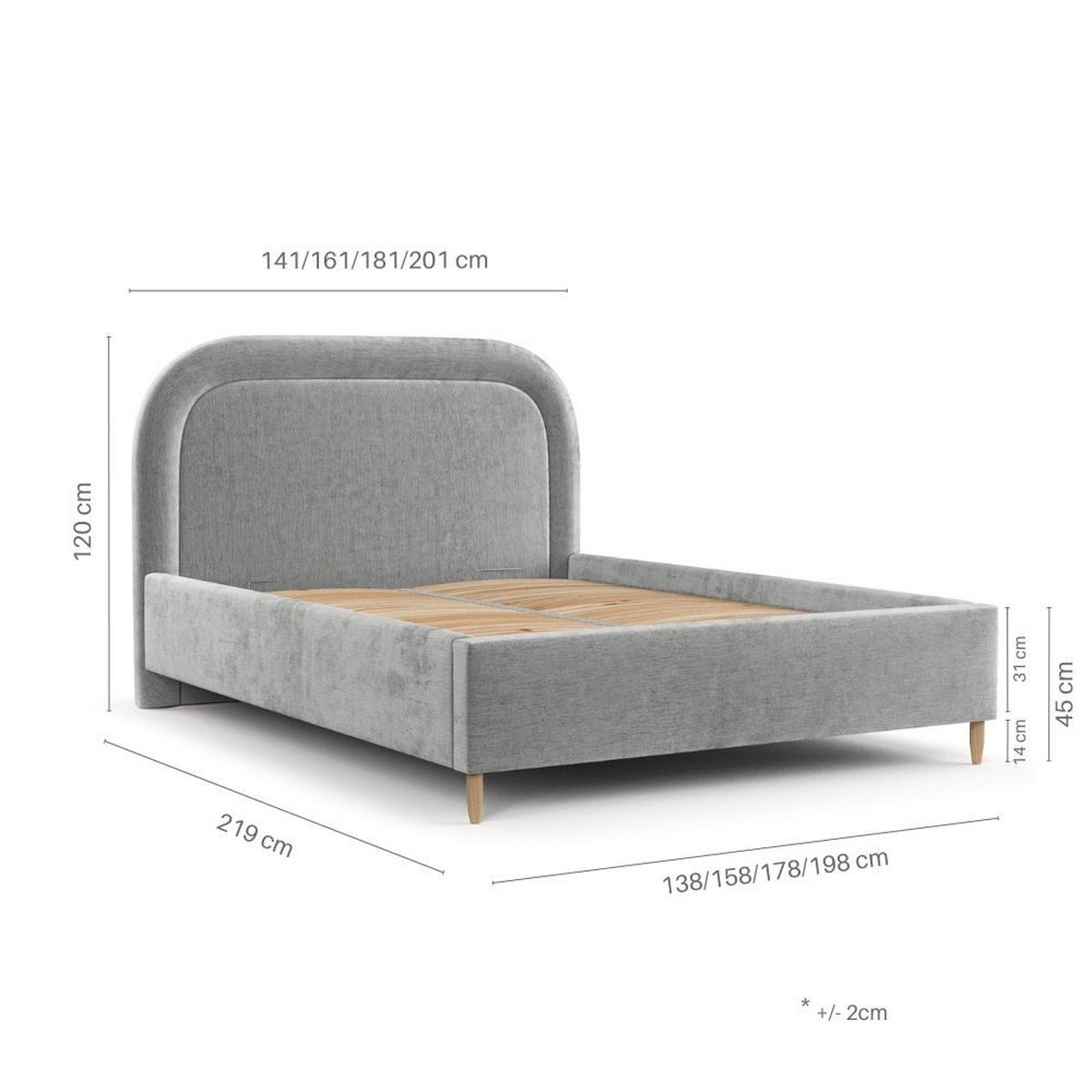 POLSTERBETT Zoya 140/200 cm Hellgrau im Riva Stoff - Hellgrau/Naturfarben, Holz/Holzwerkstoff (140/200cm) - AltaBeds