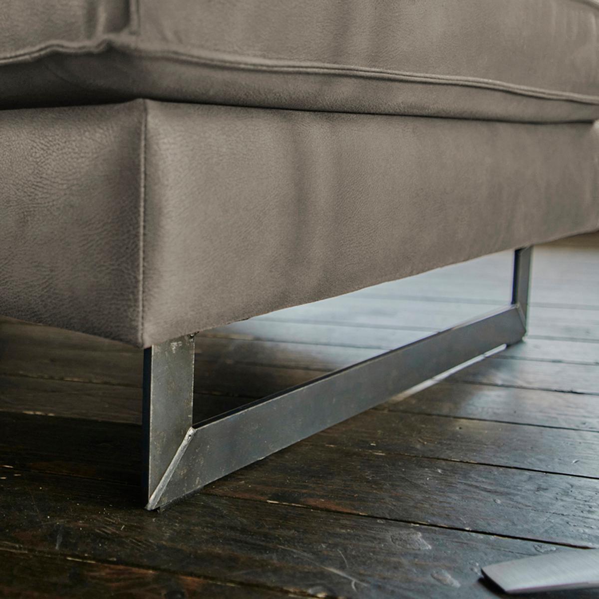 SOFA VILNIUS Anthrazit Lederfaserstoff - Anthrazit/Schwarz, Leder/Metall (206/85/99cm) - KAWOLA
