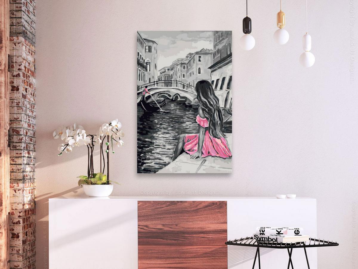 MALEN NACH ZAHLEN 40/50 cm - Pink/Grau, Textil (1.4/50cm) - KUNSTLOFT