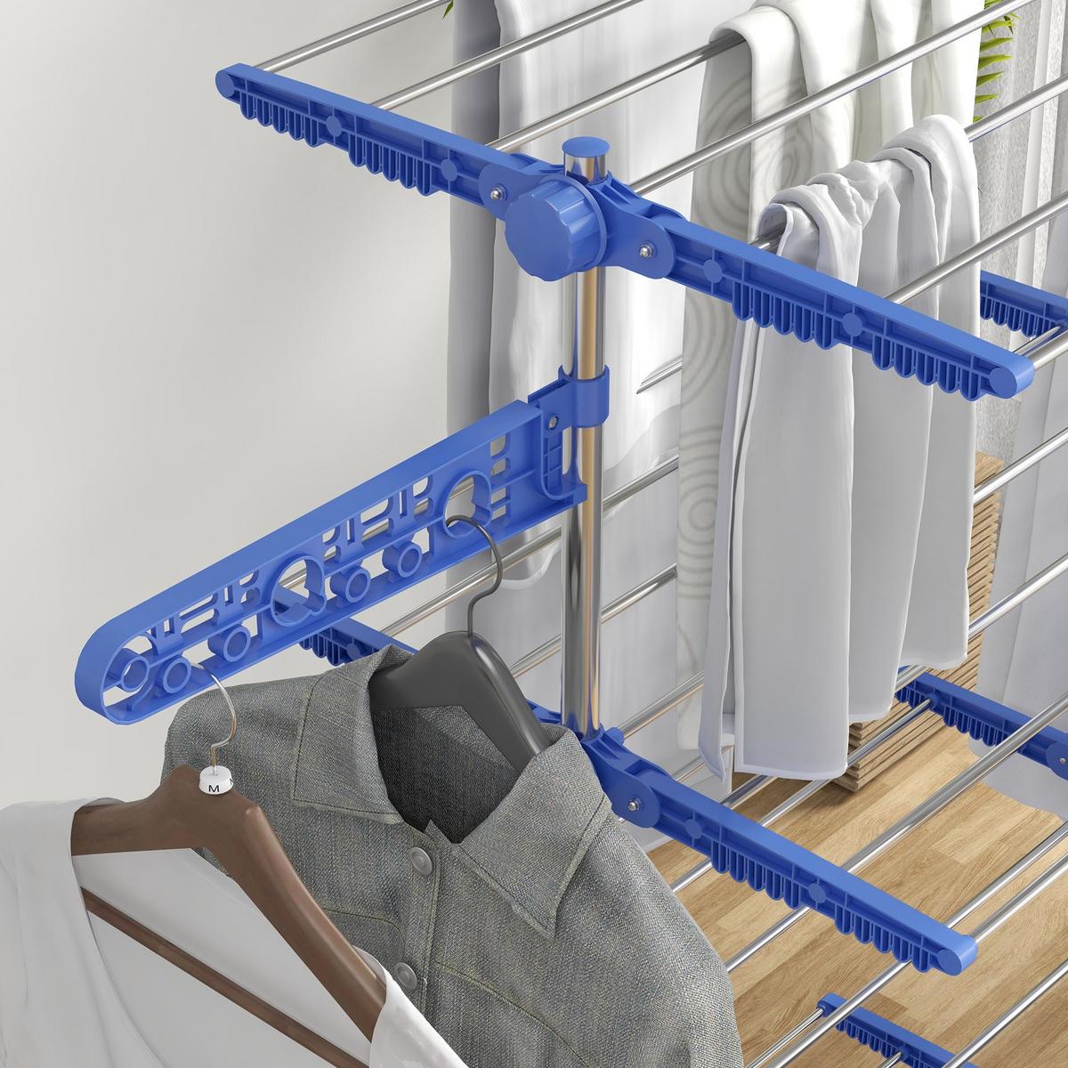 WÄSCHESTÄNDER Edelstahl ABS Blau - Blau/Weiß, Kunststoff/Metall (55/172/142cm) - HOMCOM