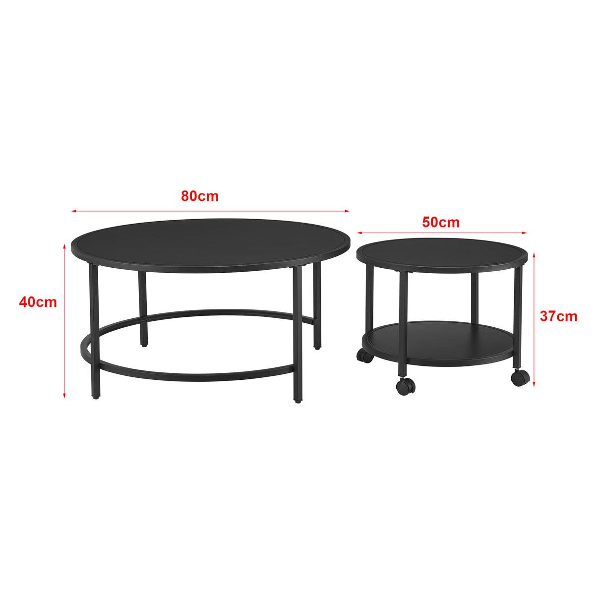 COUCHTISCH SET Værøy 2-teilig 80/80/40 - Schwarz, Holzwerkstoff (80/80/40cm) - [en.casa]