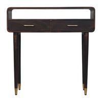 KONSOLE Apollo Schleife, 2 Schubladen und Offenes Fach, Dunkelbraun - Dunkelbraun/Messingfarben, Holz/Metall (35/90/90cm) - Artisan Furniture
