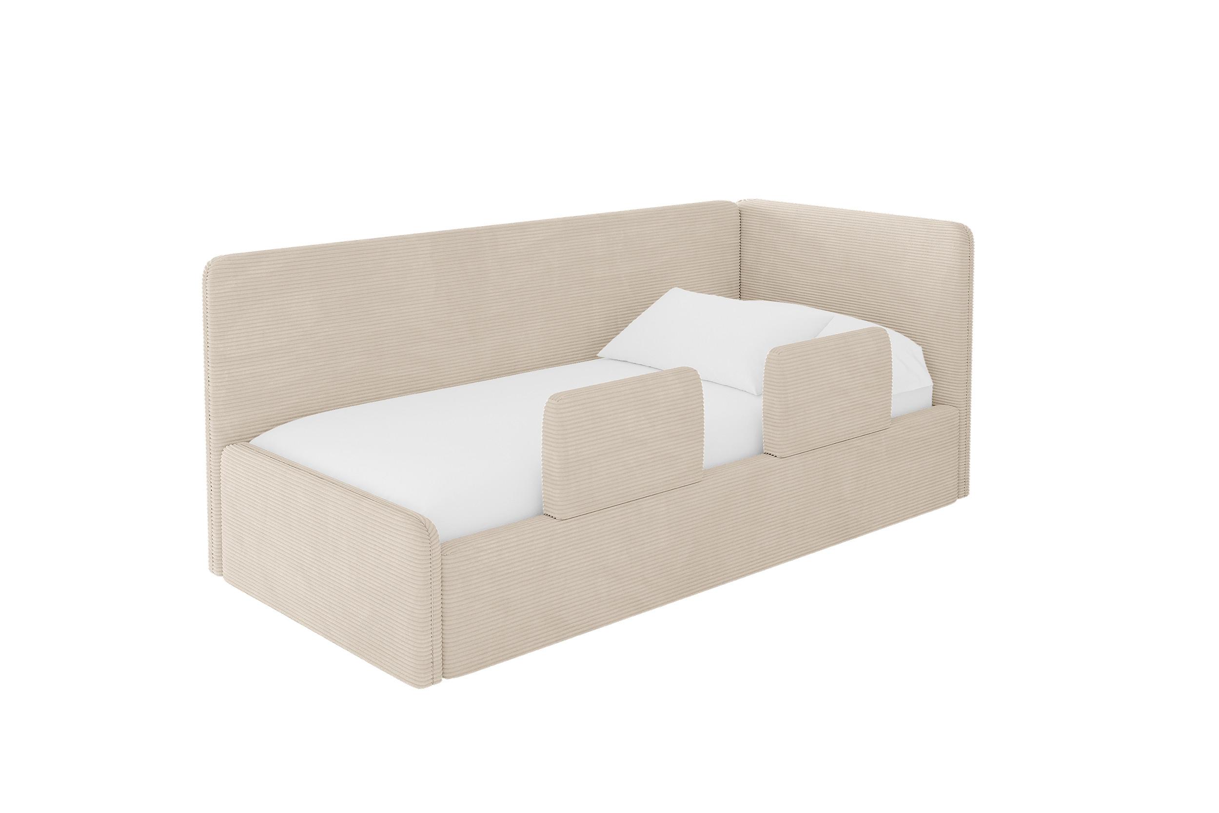 EINZELLBETT Jugendbett mit Bettkasten und Matratze H3/H4, Links - NORY 100x200 Beige - Creme, Holzwerkstoff/Textil (100/200cm) - ALTDECOR
