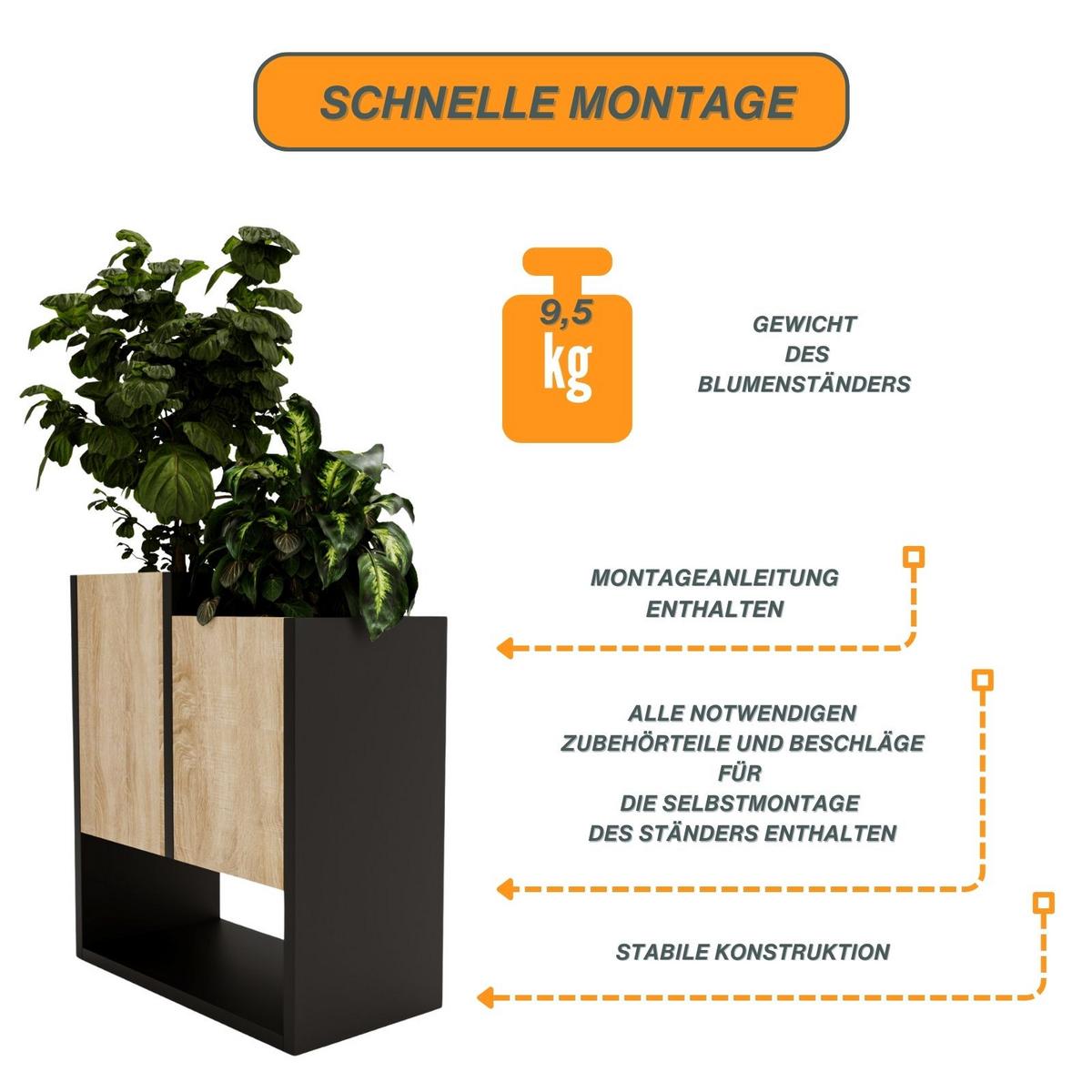BLUMENKASTEN - Sonoma Eiche, Holzwerkstoff (22.6/50/44cm) - RAUMHIRSCH FURNITURE