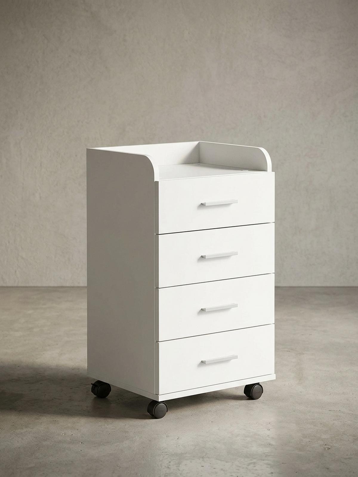 ROLLCONTAINER 4 Schubladen Ablage Melaminbeschichtet ISONZO, Weiß 40x33x71 cm - Schwarz/Weiß, Holz/Kunststoff (40/71/33cm) - KADIMA DESIGN