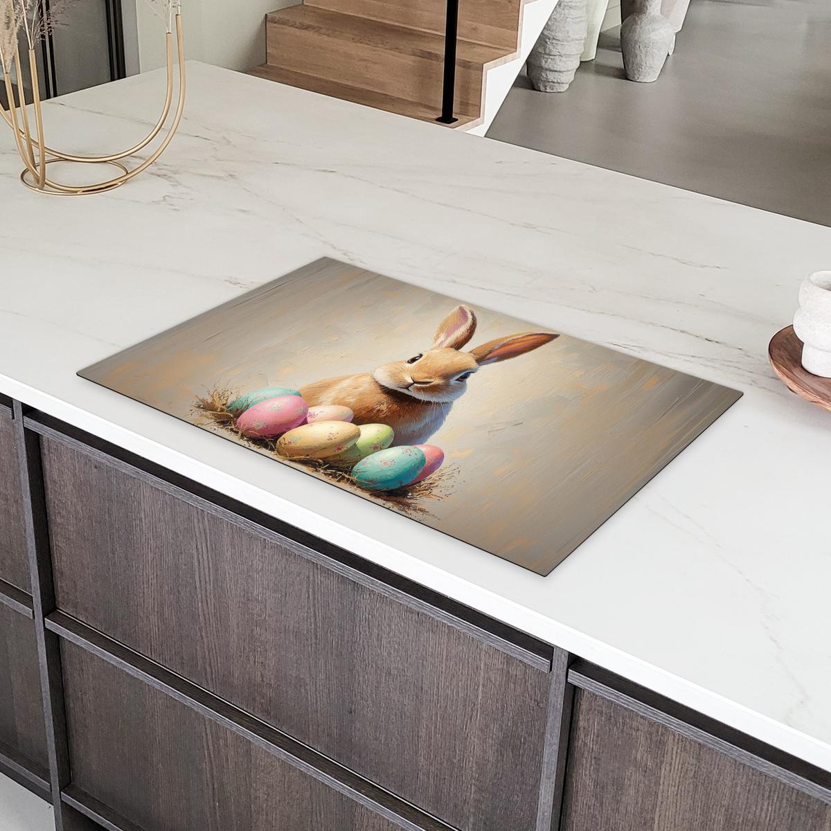 HERDABDECKPLATTE Osterhase - Pastell - Eier Ceranfeldabdeckung 85x52 cm - Beige, Kunststoff (85/52/0.2cm) - MuchoWow