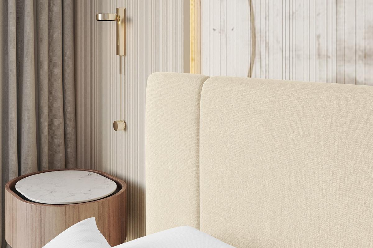POLSTERBETT mit Bettkasten, Fußteil und Lattenrost, Bett mit Matratze H3/H4 - RIVO-Z 180x200 Beige - Beige, Holzwerkstoff/Textil (180/200cm) - ALTDECOR