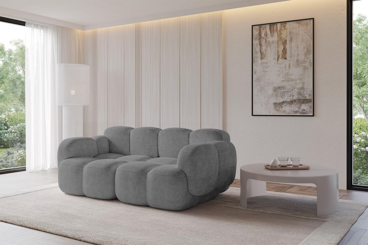 2-SITZER modulares Sofa Miko-S1 214x118x75 cm Grau Velours - Schwarz/Grau, Holzwerkstoff/Kunststoff (214/75/118cm) - ALTDECOR