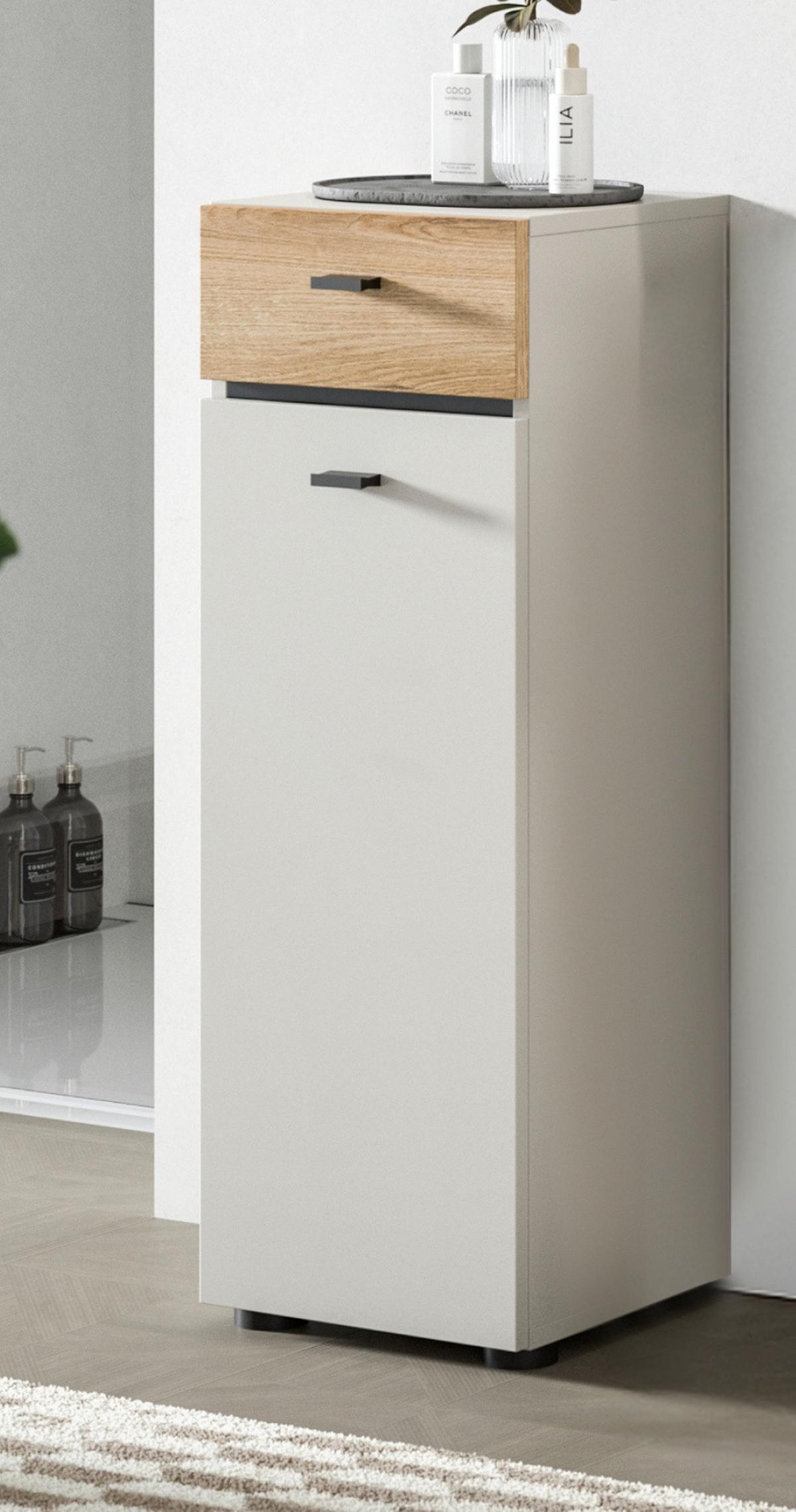 BADKOMMODE Kaschmir, Evoke Eiche 32 cm, Midischrank mit wechselbarem Türanschlag - Kaschmir/Eichefarben, Holzwerkstoff/Kunststoff (32/91/30cm) - Inn.Furn
