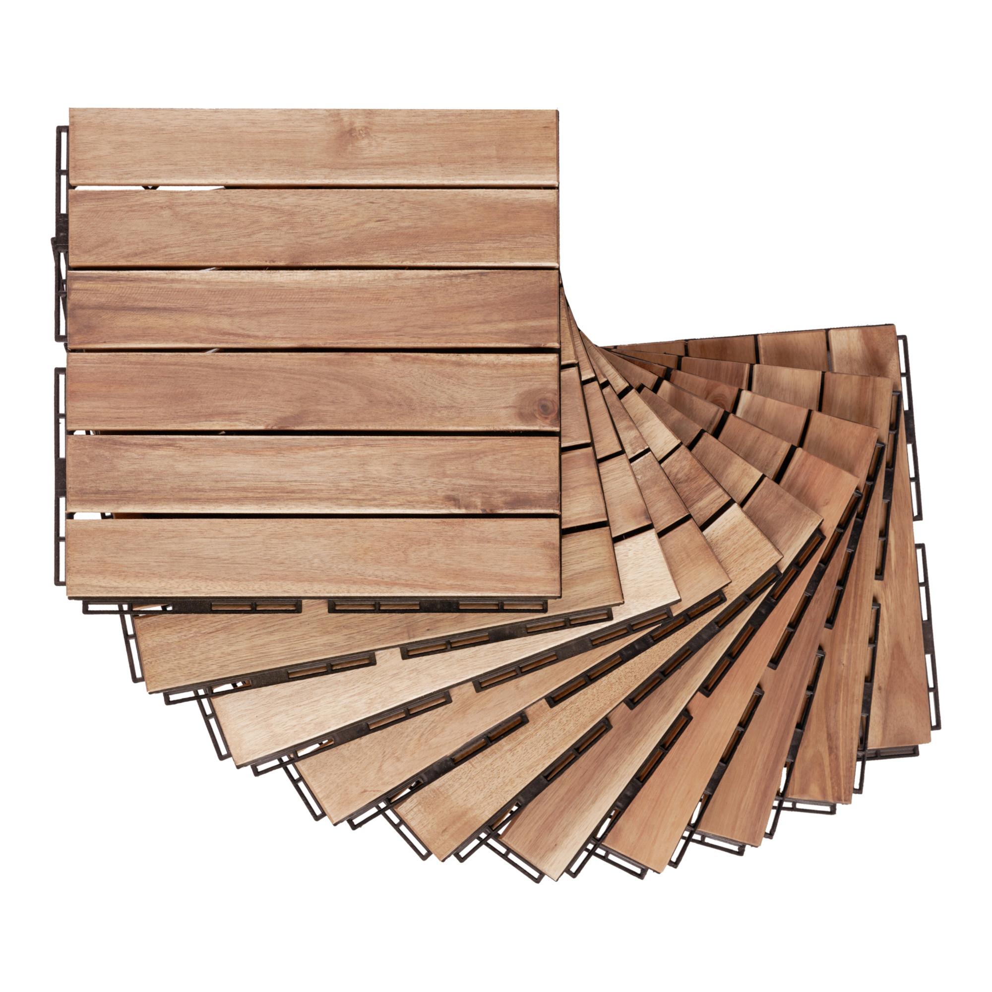 KLICKFLIESEN-SET 10 TLG. Alliste - Naturfarben, Holz (30/30/1.9cm) - casa.pro