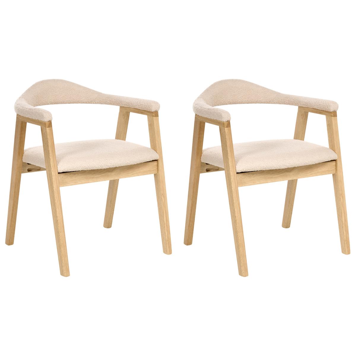 ESSZIMMERSTUHL 2er Set Holz Hellbraun Oneco - Hellbraun/Beige, Holz (56/72/62cm) - Beliani